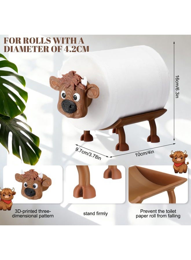 Blushtier Highland Cow Toilet Paper Holder for Bathroom Decor 3D Printing Funny Paper Toilet Holder Cute Highland Cow Free Standing Toilets Storage for Bathroom Kitchen Bedroom Decor - Image 2