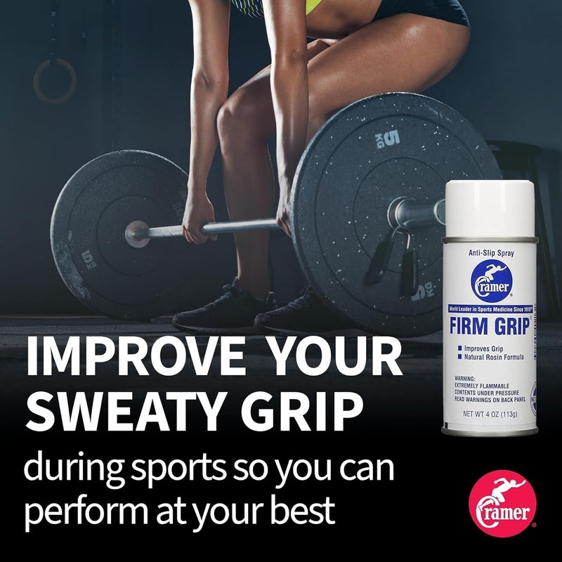 Cramer Firm Grip, Anti-Slip Grip Enhancer for Sweaty Hands & Activities Like Football, Tennis, Golf, Weightlifting, Pole Fitness & Gymnastics, Spray or Powder, 4 Ounce - Image 1