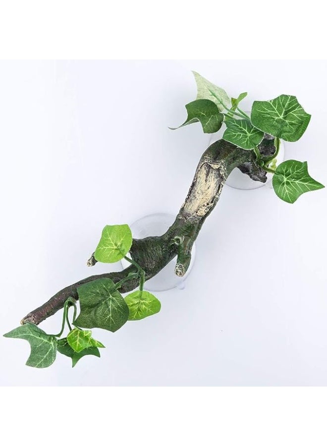 Artificial Ivy Branch with Suction Cup, 22 cm x 5 cm, Terrarium Climbing Decoration for Reptiles and Amphibians - Image 1