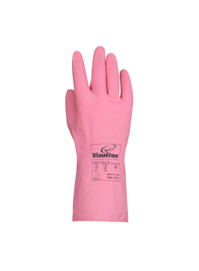 Vaultex Vaultex ECT Latex Rubber gloves Length 33CM Color Pink, Size L, 1Pair/Pack  - Image 1