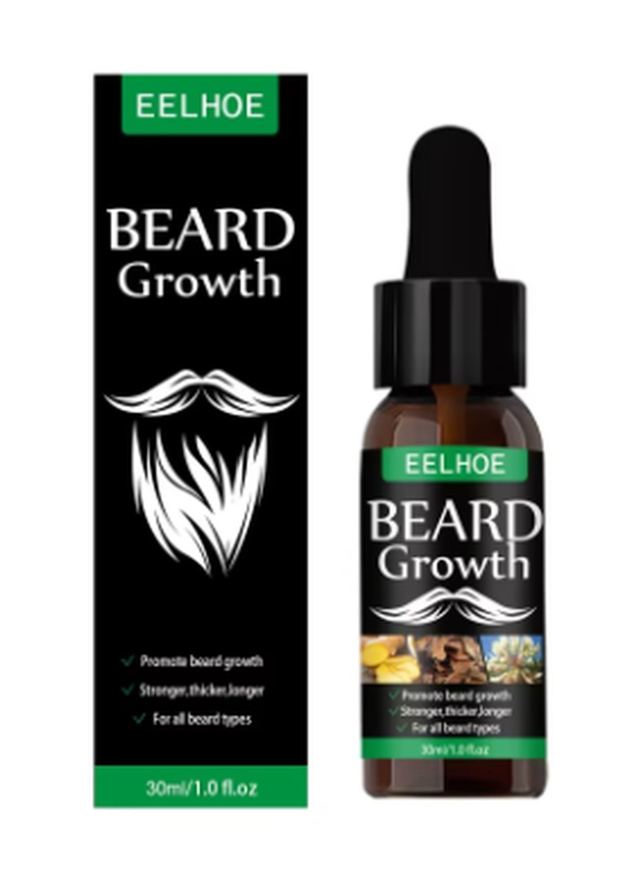 EELHOE Beard Growth Oil, Natural Organic Hair Growth Oil Beard Oil Enhancer Facial Nutrition Moustache Grow Beard Shaping Tool Beard Care Products Hair Loss Products (30ml) 