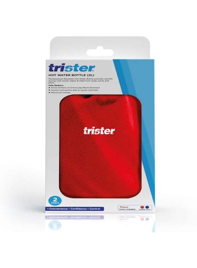 trister زجاجة ماء ساخن 2 لتر حمراء