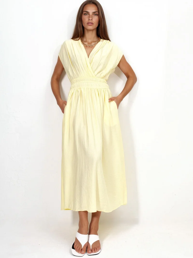 Busem BUSEM Textured V-Neck Midi Dress