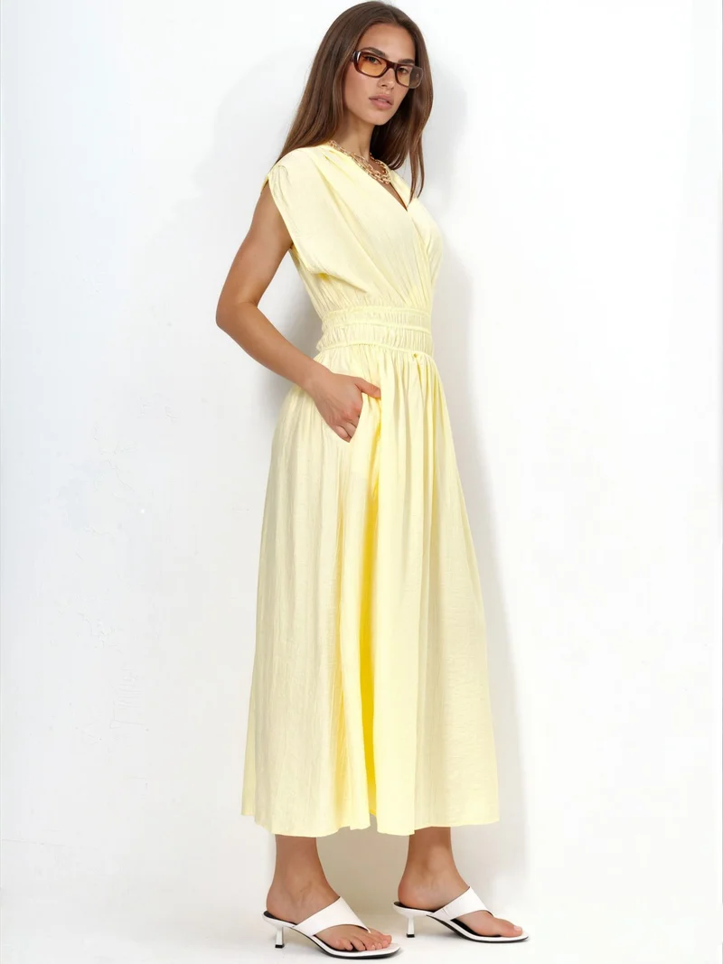 Busem BUSEM Textured V-Neck Midi Dress