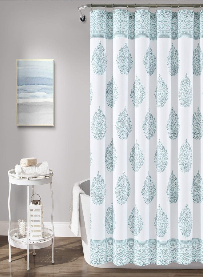 Lush Decor Teardrop Leaf Shower Curtain, 72" x 72", Blue - Image 1