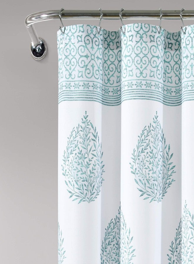 Lush Decor Teardrop Leaf Shower Curtain, 72" x 72", Blue - Image 2