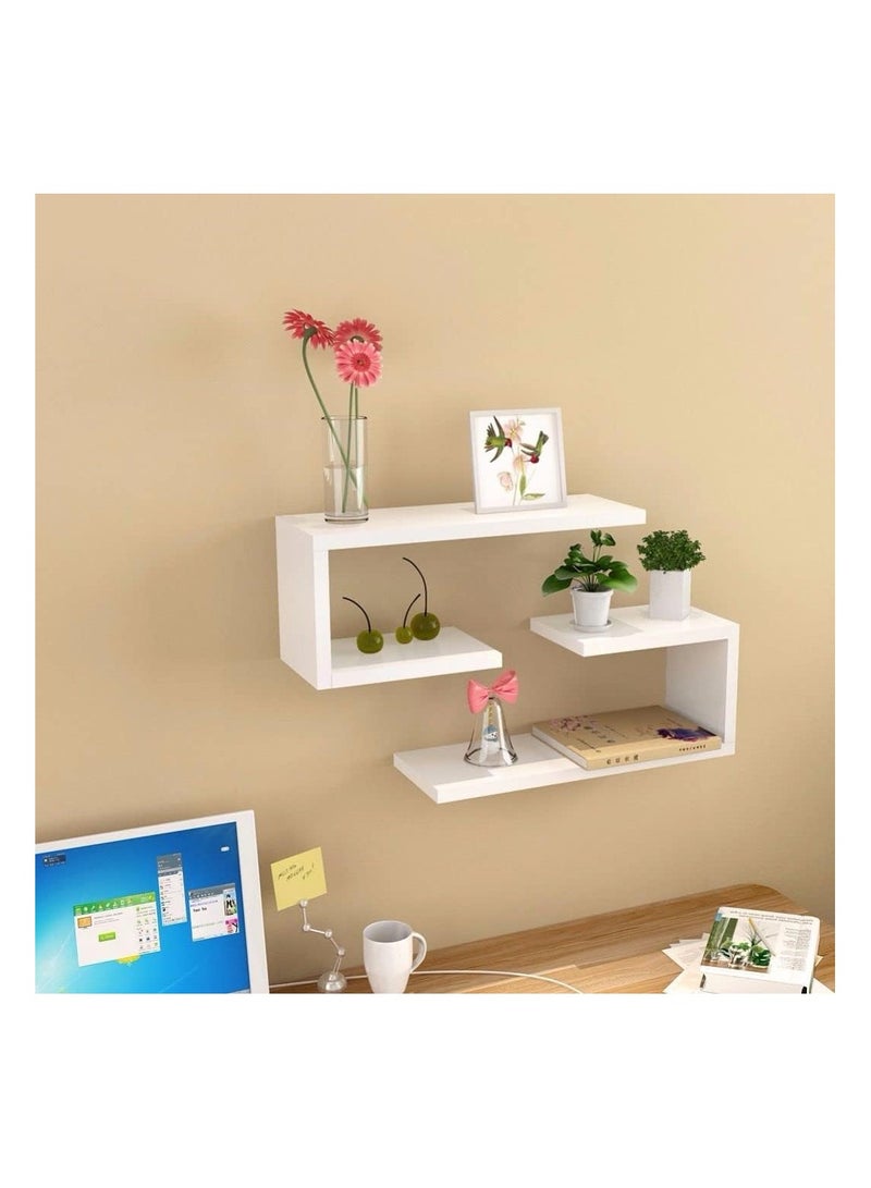 إي وورلد مجموعة من 2 رف عائم بتصميم عصري بسيط، منصات مثبتة بأناقة على الحائط لغرف النوم وغرف المعيشة والحمامات والمطابخ، قم بترفيع ديكور منزلك ومكتبك مع رفوف الكتب العائمة الإبداعية المثبتة على الحائط. - Image 5