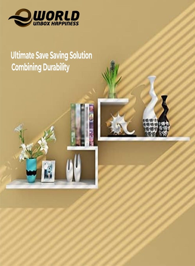 إي وورلد مجموعة من 2 رف عائم بتصميم عصري بسيط، منصات مثبتة بأناقة على الحائط لغرف النوم وغرف المعيشة والحمامات والمطابخ، قم بترفيع ديكور منزلك ومكتبك مع رفوف الكتب العائمة الإبداعية المثبتة على الحائط. - Image 2