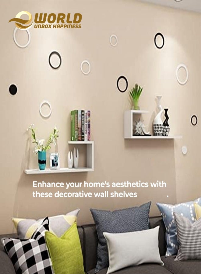 إي وورلد مجموعة من 2 رف عائم بتصميم عصري بسيط، منصات مثبتة بأناقة على الحائط لغرف النوم وغرف المعيشة والحمامات والمطابخ، قم بترفيع ديكور منزلك ومكتبك مع رفوف الكتب العائمة الإبداعية المثبتة على الحائط. - Image 3