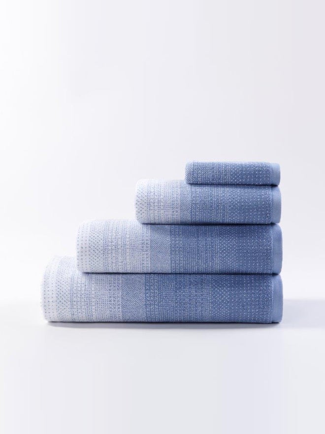 CANNON Striped Yarn Dyed Towel 70X140Cm 100% Cotton Blue Grey 600Gsm - Image 2