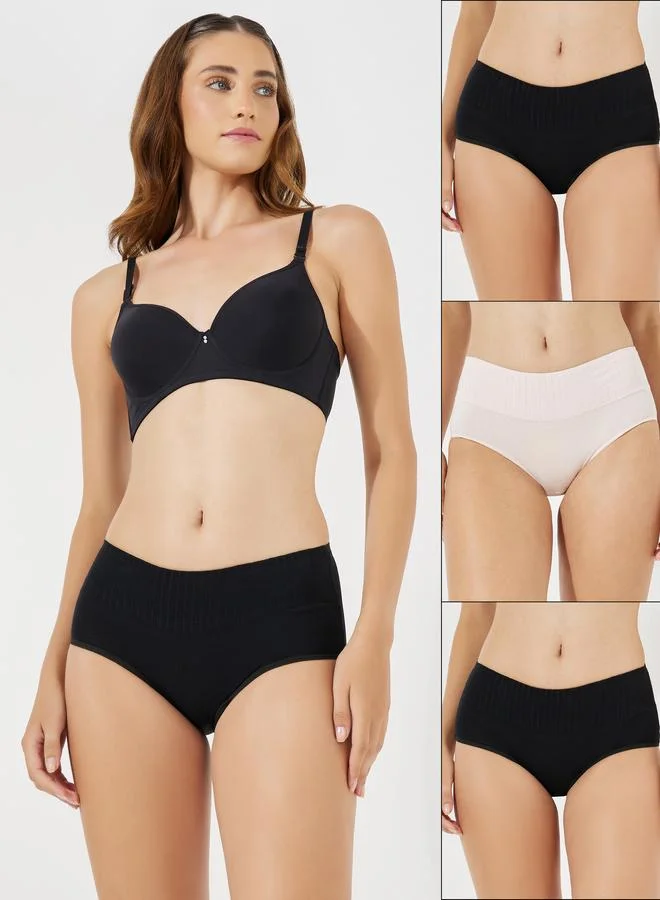 ستايلي مجموعة من 3 سراويل داخلية بخصر مضلع