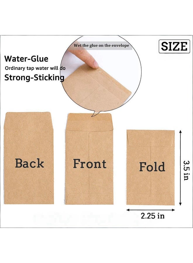 "100 ظرف فلوس من ورق الكرافت ذاتي اللصق - لتخزين البذور، الطوابع، المجوهرات والأجزاء الصغيرة مقاس 2.25 × 3.5 بوصة - ظرف فلوس هدايا  " - Image 2