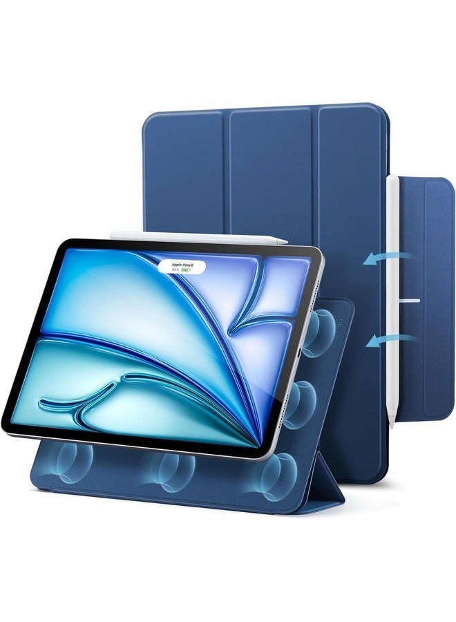 راكسوم حافظة لجهاز iPad Air مقاس 11 بوصة باللون الأزرق الداكن (M2، الجيل السادس/الخامس/الرابع) - حامل ثلاثي الطيات رفيع مع إغلاق مغناطيسي، وحماية متينة، ويدعم Apple Pencil Pro وUSB-C - Image 1