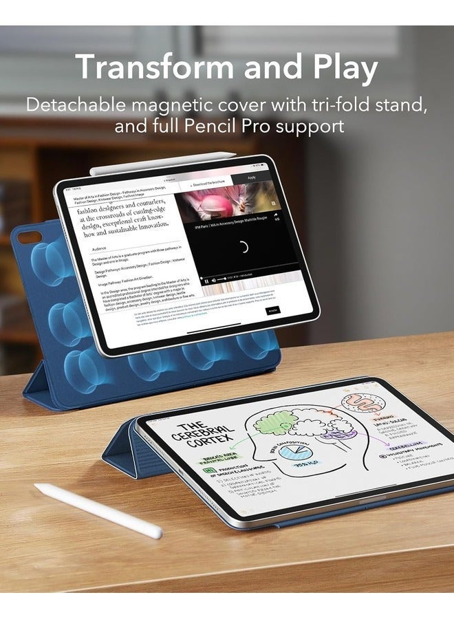 راكسوم حافظة لجهاز iPad Air مقاس 11 بوصة باللون الأزرق الداكن (M2، الجيل السادس/الخامس/الرابع) - حامل ثلاثي الطيات رفيع مع إغلاق مغناطيسي، وحماية متينة، ويدعم Apple Pencil Pro وUSB-C - Image 3