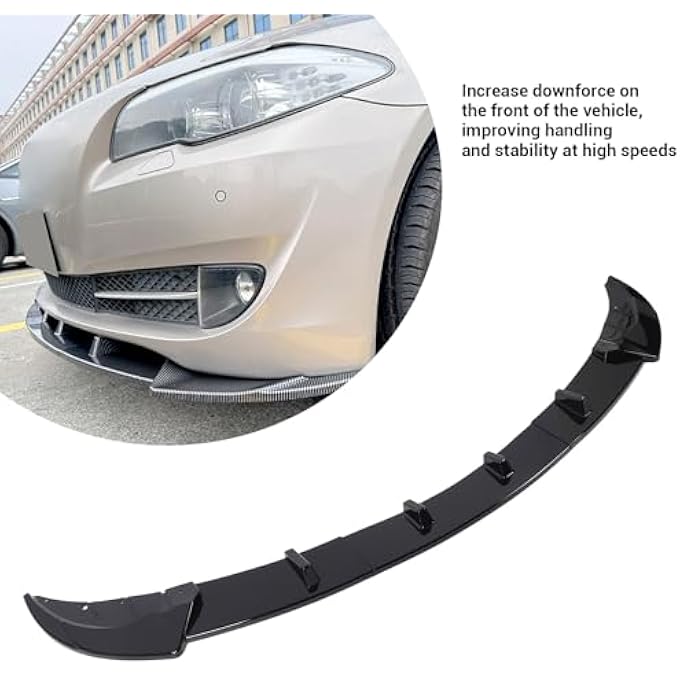 Cryfokt Front Bumper Lip Body Kit Sturdy Construction for 5 Series F10 F11 Standard Pre-facelift ABS Material (Glossy Black) - Image 2
