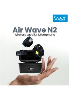 AirWave N2 Wireless Lavalier Microphone USB-C Compatible with Camera, iPhone, Android, Laptop 100Mtr LOS Range, Hi-Fi Audio, Noise Cancellation, 6H Duration, Plug and Play, Mini Body Design for Vlogging