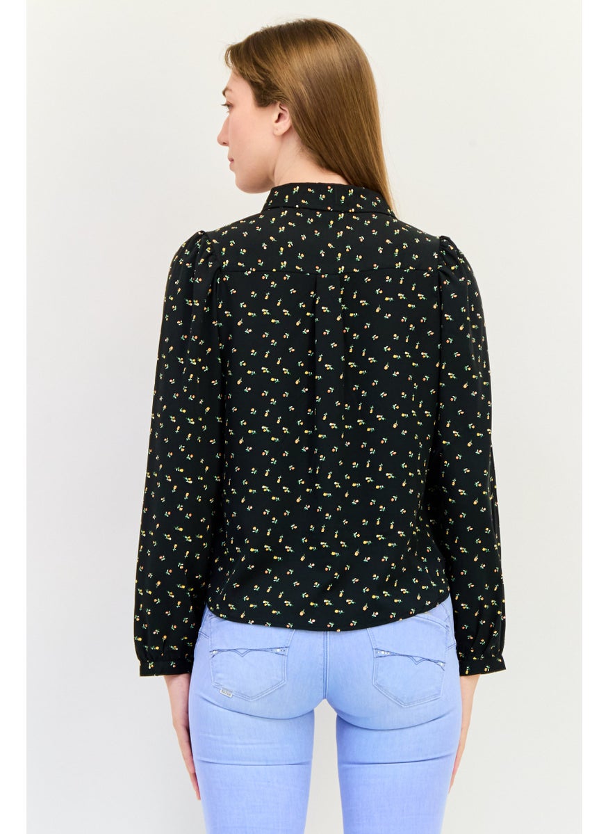 BRAVE SOUL Women Spread Collar Long Sleeve Floral Print Blouse, Multicolor  - Image 2
