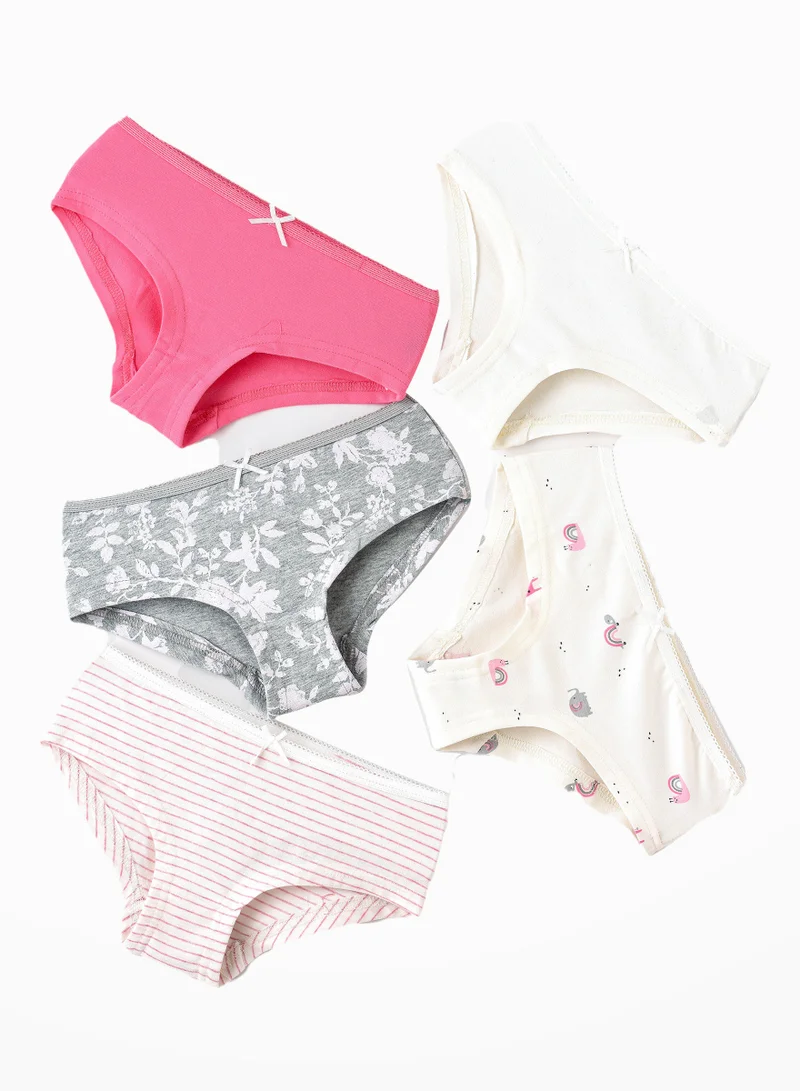 Jelliene 5 Pack Girls Briefs 95% Cotton 5% Elastane, Soft and Comfortable Underwear for Girls