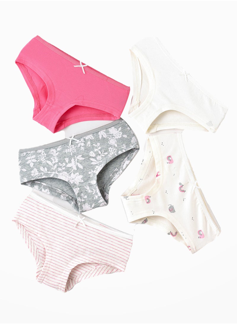 Jelliene 5 Pack Girls Briefs 95% Cotton 5% Elastane, Soft and Comfortable Underwear for Girls  - Image 1