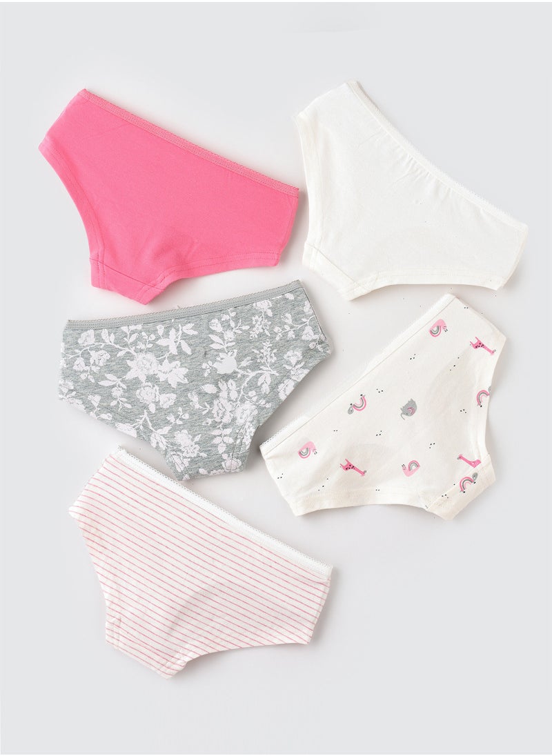 Jelliene 5 Pack Girls Briefs 95% Cotton 5% Elastane, Soft and Comfortable Underwear for Girls  - Image 2