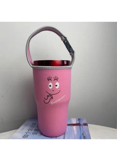 Generic In Stock Wholesale Mr. Bubble Ice Cream Cup Cover Portable Crossbody Diving Material Car Cup Cover Kumamoto Series Cup Cover-Color:Pink One Hand-Capacity:900ml  - Image 1