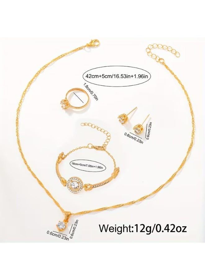 NIBEMINENT 1pc Round Elegant Business Minimalist Luminous Quartz Watch and 5pcs Jewelry Set - Perfect for Weddings, Celebrations, Gifts, Corporate Events, Year-End Parties, Employee Gifts, High-End Business Women - Ideal for Daily Wear and Gift Occasions - Image 4