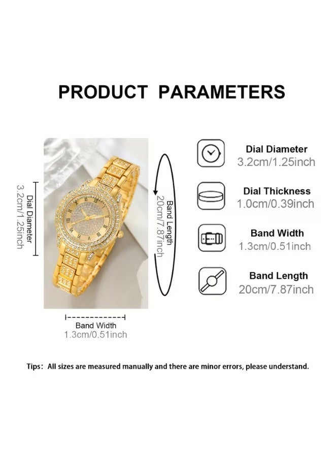 NIBEMINENT 1pc Round Elegant Business Minimalist Luminous Quartz Watch and 5pcs Jewelry Set - Perfect for Weddings, Celebrations, Gifts, Corporate Events, Year-End Parties, Employee Gifts, High-End Business Women - Ideal for Daily Wear and Gift Occasions - Image 2