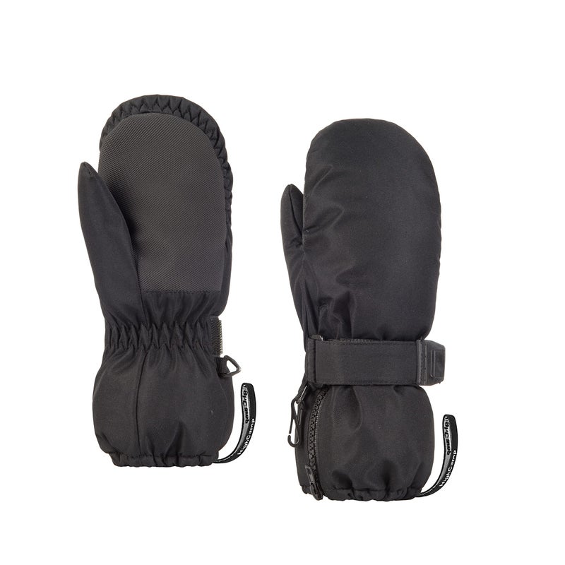 HIGHCAMP Kids Long Cuff Winter Snow Ski Mitten with Zipper Waterproof Gloves for Toddler Boys Girls-Black,M (6-8 Y) - Image 1