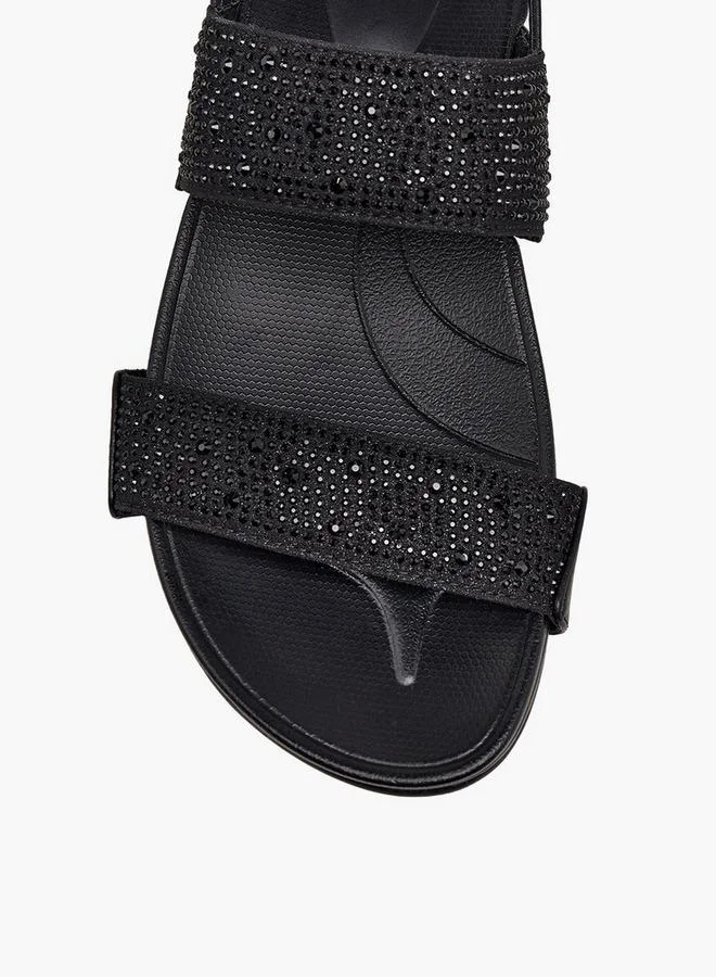 Flora Bella By Shoexpress BLACK Women Embellished Wedge Heel Sandals for Women | Best Price UAE