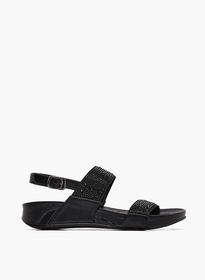 Flora Bella By Shoexpress BLACK Women Embellished Wedge Heel Sandals for Women | Best Price UAE