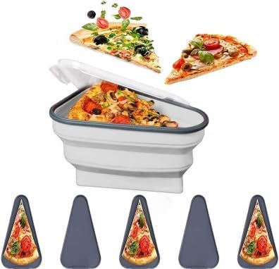 PIKFOS Pizza Storage Container Collapsible Expandable Pizza Container with 5 Microwavable Serving Trays Adjustable Pizza Slice Box to Organize Save Space Dishwasher White - Image 1
