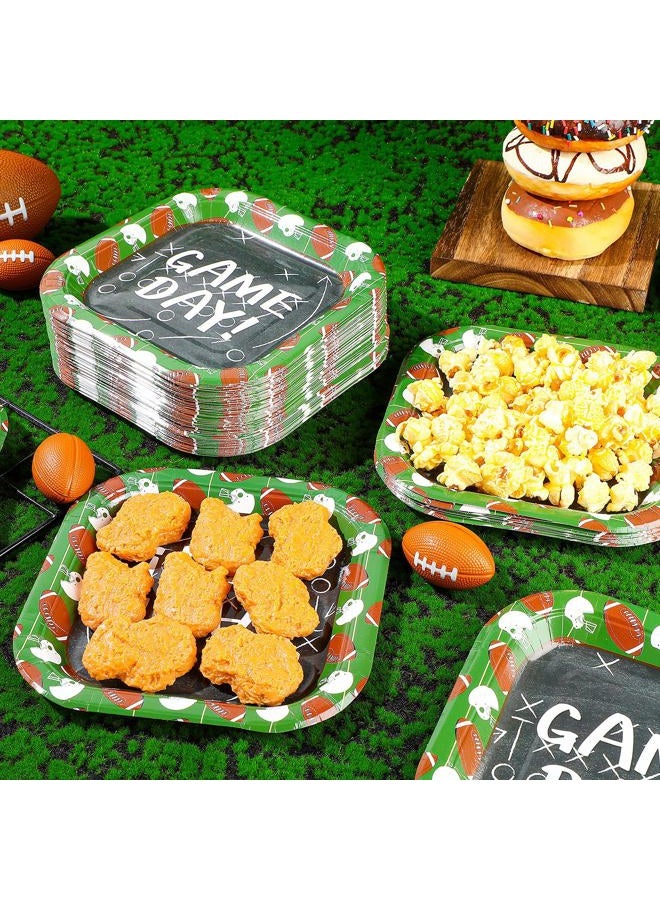 Mimorou 100 Pcs Football Dessert Plates Bulk 7 Inch Football Paper Plate Disposable Football Party Plate Square Football Dessert Plate for Game Day Birthday Baby Shower Home Decor Supplies - Image 2
