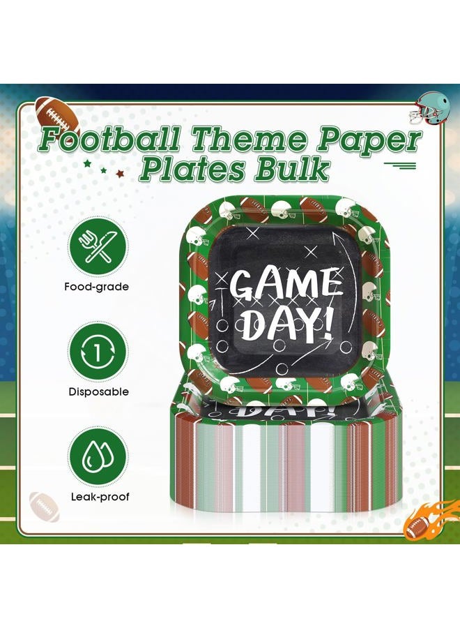 Mimorou 100 Pcs Football Dessert Plates Bulk 7 Inch Football Paper Plate Disposable Football Party Plate Square Football Dessert Plate for Game Day Birthday Baby Shower Home Decor Supplies - Image 4