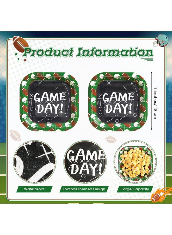 Mimorou 100 Pcs Football Dessert Plates Bulk 7 Inch Football Paper Plate Disposable Football Party Plate Square Football Dessert Plate for Game Day Birthday Baby Shower Home Decor Supplies - Image 3