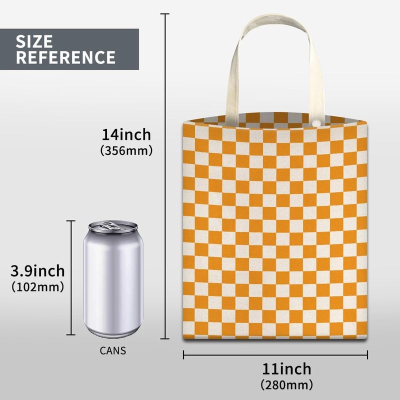 ABUIFDK Car Trash Can, Cute Car Trash Bag, Hanging Car Organizer and Storage Bag, Trash Bin for Car Accessories, Vehicle, Travelling, Camping Cute Orange Checkerboard - Image 5