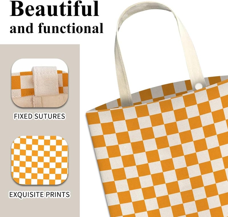ABUIFDK Car Trash Can, Cute Car Trash Bag, Hanging Car Organizer and Storage Bag, Trash Bin for Car Accessories, Vehicle, Travelling, Camping Cute Orange Checkerboard - Image 4