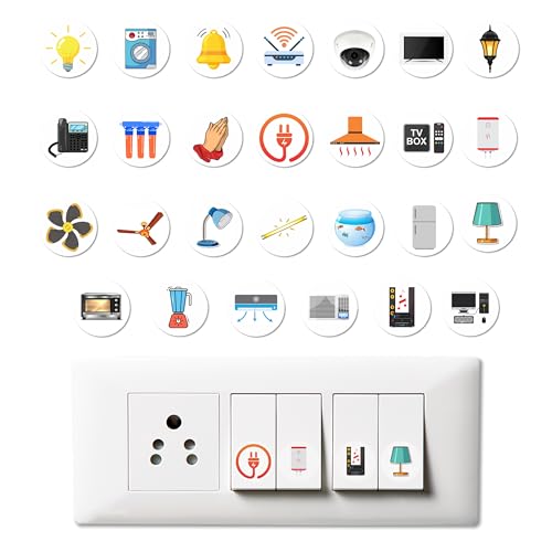 True Flair Trueflair Stickers for Switch Board for Home Wall Switches, Contain All Common Switch Stickers (Colourful Design 3) - Image 1