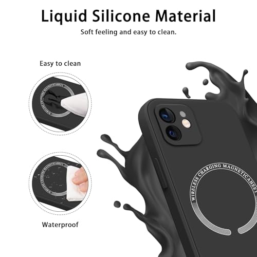 Meliya Magnetic Case for iPhone 12 Phone Case with MagSafe, Camera Protection Ultra Slim Shockproof Bumper Liquid Silicone Case with Microfiber Lining,Black - Image 4