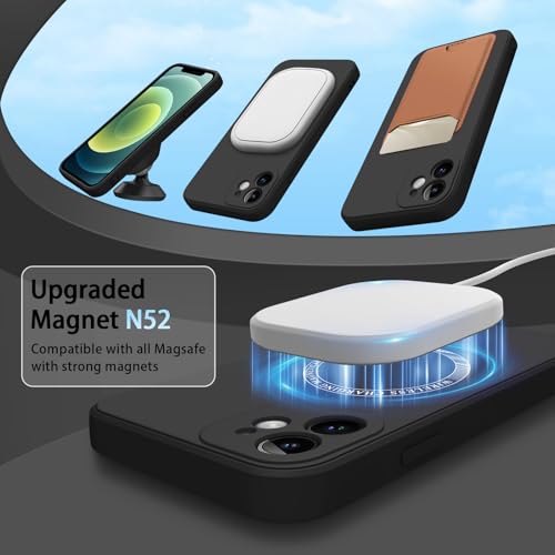 Meliya Magnetic Case for iPhone 12 Phone Case with MagSafe, Camera Protection Ultra Slim Shockproof Bumper Liquid Silicone Case with Microfiber Lining,Black - Image 5