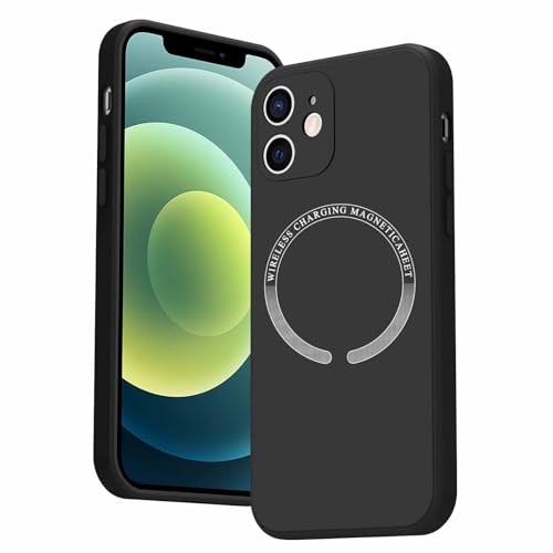 Meliya Magnetic Case for iPhone 12 Phone Case with MagSafe, Camera Protection Ultra Slim Shockproof Bumper Liquid Silicone Case with Microfiber Lining,Black - Image 1