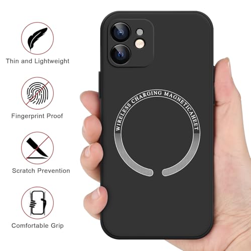 Meliya Magnetic Case for iPhone 12 Phone Case with MagSafe, Camera Protection Ultra Slim Shockproof Bumper Liquid Silicone Case with Microfiber Lining,Black - Image 3