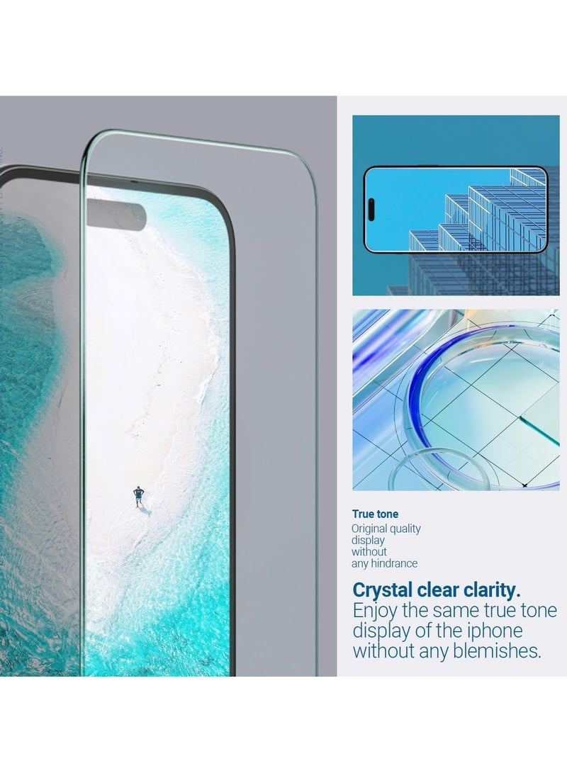 Caseology حماية شاشة آيفون 16 القابلة للتثبيت السريع زجاج أمان فاخر - متوافقة مع الكيس مع حماية مستشعر [2 حزمة] - Image 3