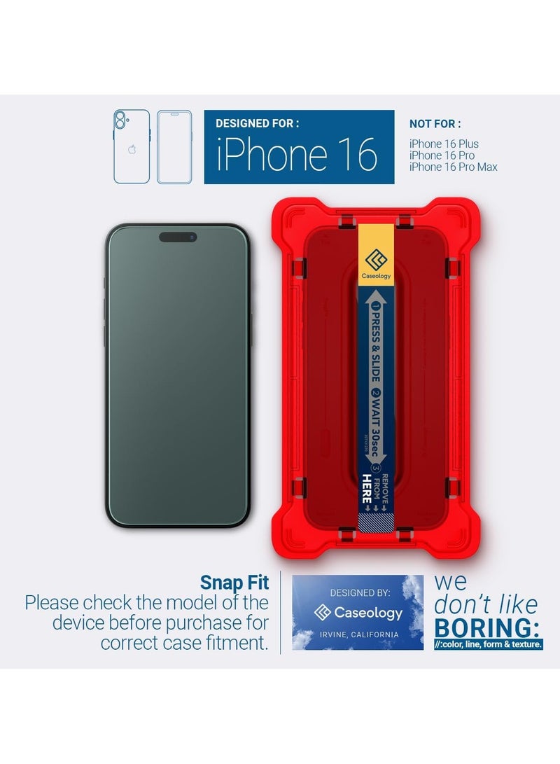Caseology حماية شاشة آيفون 16 القابلة للتثبيت السريع زجاج أمان فاخر - متوافقة مع الكيس مع حماية مستشعر [2 حزمة] - Image 2
