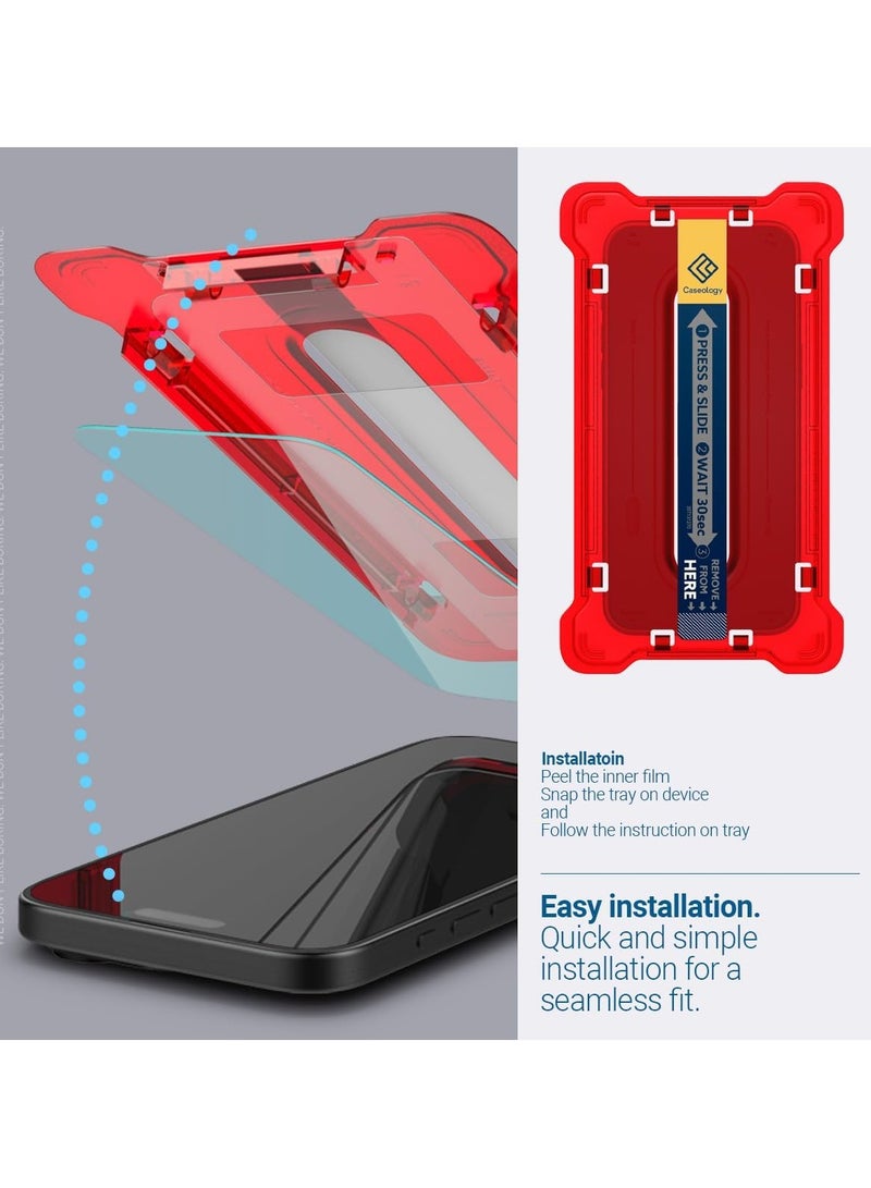 Caseology حماية شاشة آيفون 16 القابلة للتثبيت السريع زجاج أمان فاخر - متوافقة مع الكيس مع حماية مستشعر [2 حزمة] - Image 5