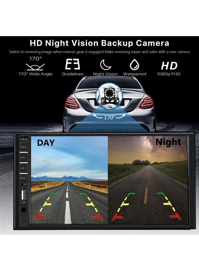 Naifay Car Stereo Double Din Radio with Bluetooth, Car Radio Touchscreen 7 Inch MP5 Player Car Stereo with Backup Camera Bluetooth, Mirror Link, FM/SWC/USB/SD/AUX, Car Audio Receivers with Subwoofer - Image 4
