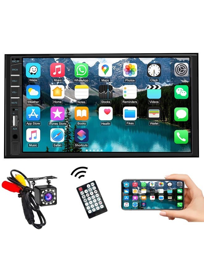 Naifay Car Stereo Double Din Radio with Bluetooth, Car Radio Touchscreen 7 Inch MP5 Player Car Stereo with Backup Camera Bluetooth, Mirror Link, FM/SWC/USB/SD/AUX, Car Audio Receivers with Subwoofer - Image 1