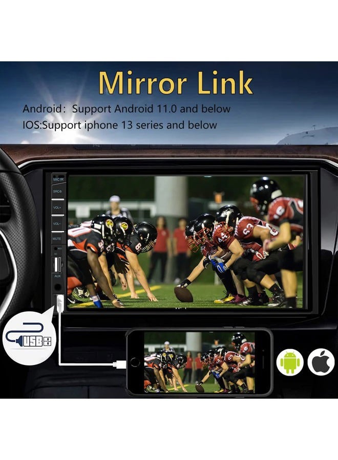 Naifay Car Stereo Double Din Radio with Bluetooth, Car Radio Touchscreen 7 Inch MP5 Player Car Stereo with Backup Camera Bluetooth, Mirror Link, FM/SWC/USB/SD/AUX, Car Audio Receivers with Subwoofer - Image 2