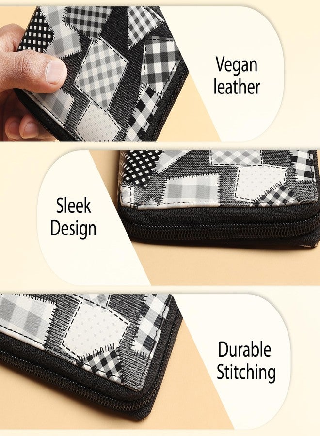 SAMTROH Denim Printed Zipper Round Chain Vegan Leather Wallet for Men & Women I 3 Card Slots I 2 Currency & 2 Secret Compartments I 1 Coin Pocket (Denim Black) - Image 5