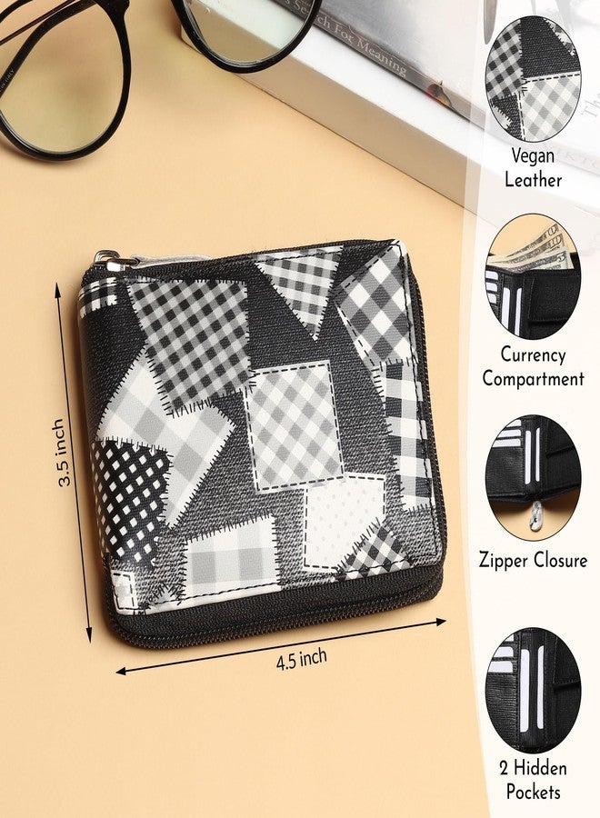 SAMTROH Denim Printed Zipper Round Chain Vegan Leather Wallet for Men & Women I 3 Card Slots I 2 Currency & 2 Secret Compartments I 1 Coin Pocket (Denim Black) - Image 4