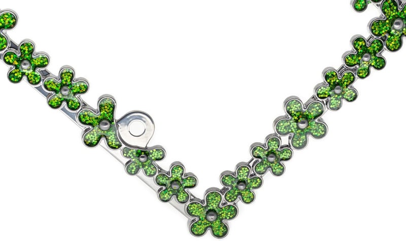 CRAFTHOME 3D Shining Daisy Wrenth License Plate Frame from Pure Zinc Alloy Metal Perfect Plate Holder, Chrome with Green - Image 5